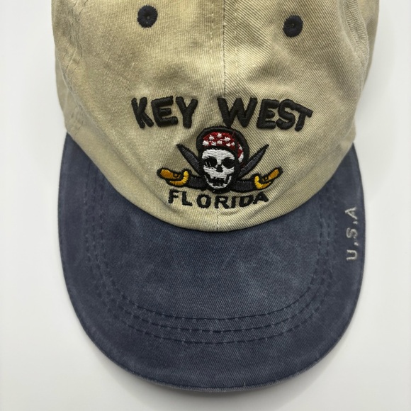 Key West Florida Embroidered Beige & Blue Men’s Cap w/ Adjustable Strap - Picture 5 of 8